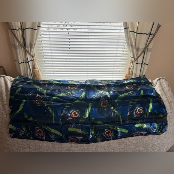 Beautiful Green and Blue Peacock Satin Scarf 100% Polyester 60ins by 12 … - Picture 1 of 5